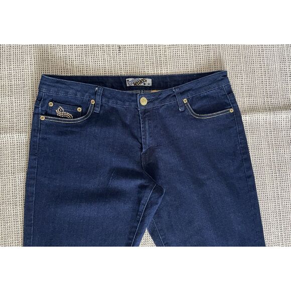 Crest Jeans Womens Bootcut Dark Wash Denim Metal Stud Embellished Pockets 15/16 - Picture 3 of 6